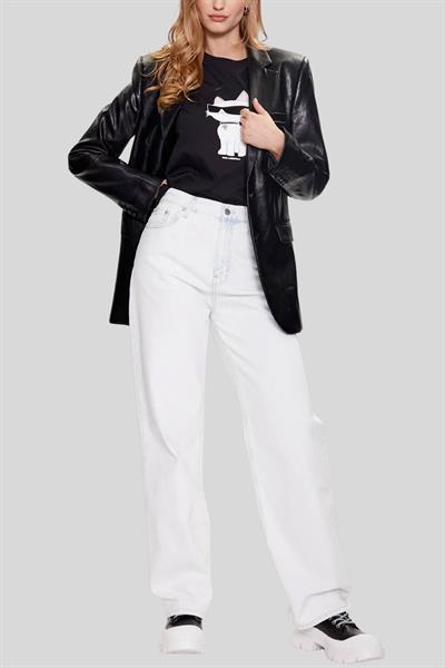 Karl Lagerfeld Kadın Bisiklet Yaka T-Shirt Siyah