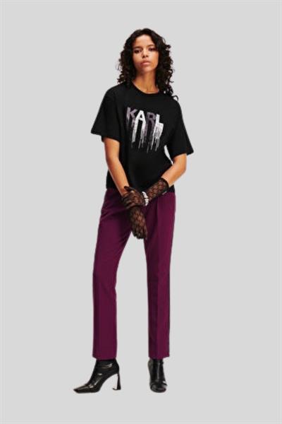 Karl Lagerfeld Kadın Bisiklet Yaka T-Shirt Siyah