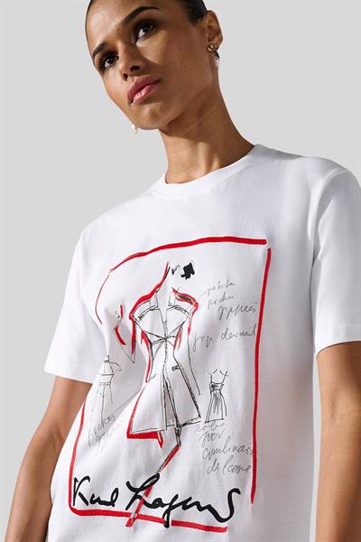 Karl Lagerfeld Kadın Bisiklet Yaka T-Shirt Beyaz