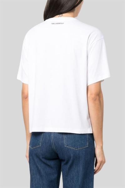 Karl Lagerfeld Kadın Bisiklet Yaka T-Shirt Beyaz