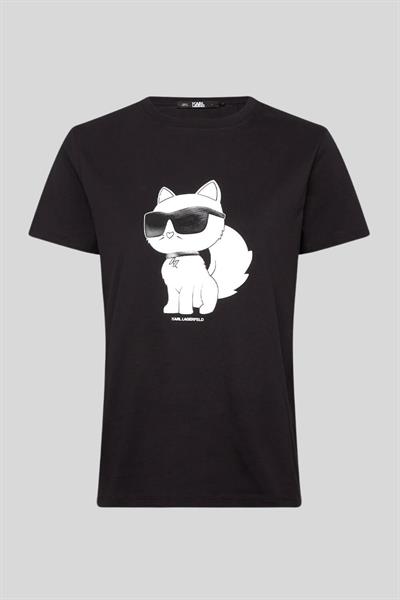 Karl Lagerfeld Kadın Bisiklet Yaka T-Shirt Siyah