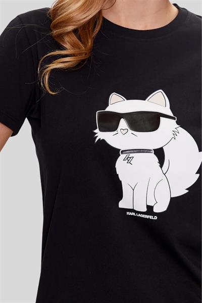 Karl Lagerfeld Kadın Bisiklet Yaka T-Shirt Siyah