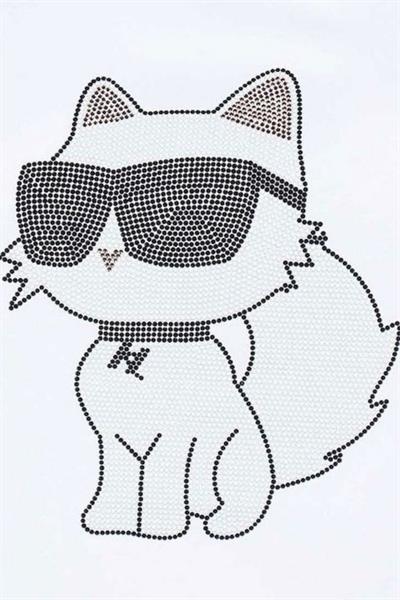 Karl Lagerfeld Kadın Bisiklet Yaka T-Shirt Beyaz