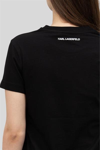 Karl Lagerfeld Kadın Bisiklet Yaka T-Shirt Siyah
