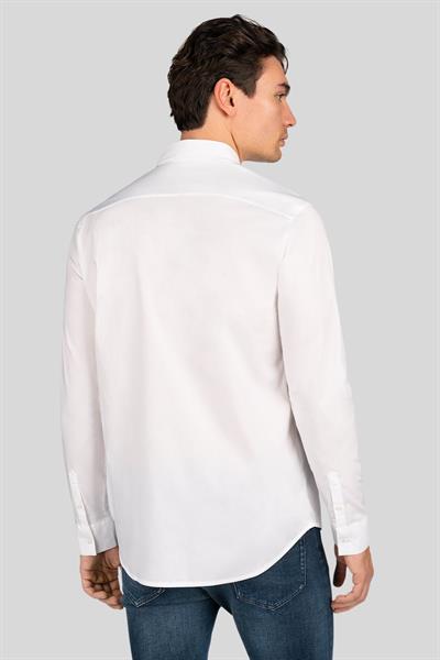 Karl Lagerfeld Kontrast Logo Motifli Erkek Gömlek Beyaz