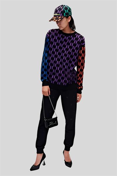 Karl Lagerfeld Monogram Baskılı Kadın Kazak Çok Renkli