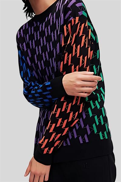 Karl Lagerfeld Monogram Baskılı Kadın Kazak Çok Renkli