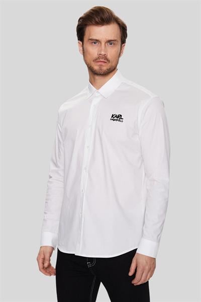 Karl Lagerfeld Normal Kesim Erkek Gömlek Beyaz