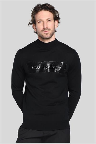 Karl Lagerfeld Normal Yün Erkek Kazak Siyah