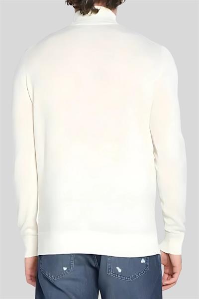 Karl Lagerfeld Yün Balıkçı Yaka Erkek Kazak Beyaz