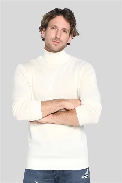 Karl Lagerfeld Yün Balıkçı Yaka Erkek Kazak Beyaz