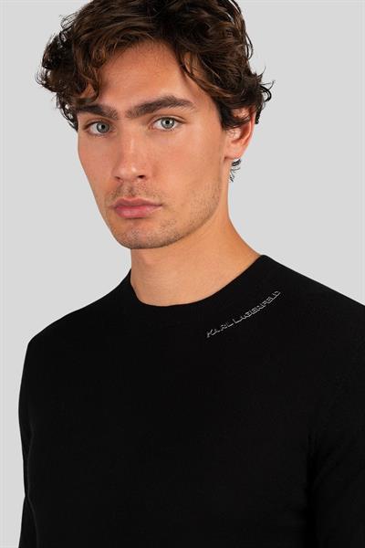 Karl Lagerfeld Yün İpek Karışımı Kazak Siyah