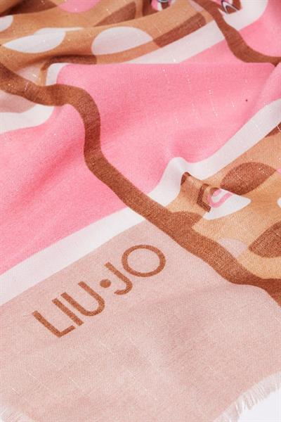 Liu Jo Kadın Monogram Desenli Şal Pembe