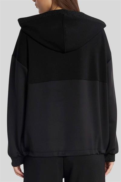 Liu Jo Kadın Regular Fit Fermuarlı Kapüşonlu Sweatshirt Siyah