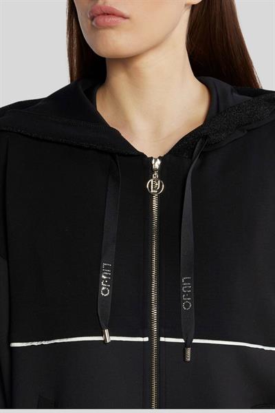 Liu Jo Kadın Regular Fit Fermuarlı Kapüşonlu Sweatshirt Siyah