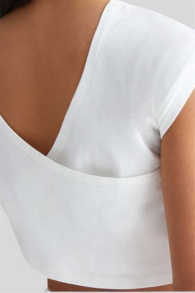 Liu Jo Kız Çocuk Logolu ve Taşlı Geometrik Desenli T-Shirt Beyaz