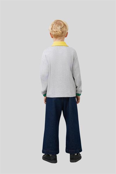 Mani Mani Erkek Çocuk Nakış Detaylı Gömlek Yaka Sweatshirt Gri