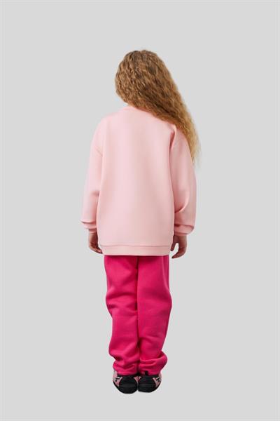 Mani Mani Kız Çocuk Nakış Detaylı Oversize Sweatshirt Pembe