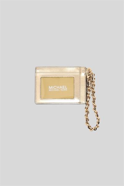 Michael Kors Kadın Altın Küçük Metalik Logolu Zincirli Kartvizitlik Sarı 740