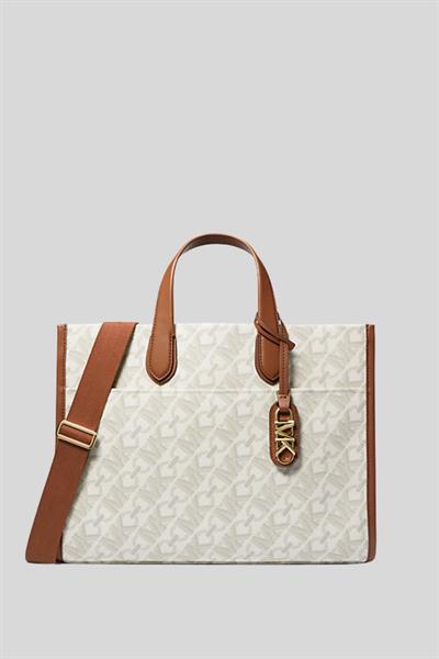 Michael Kors Kadın Gigi Kanvas Kaplamalı Logolu El Çantası Beyaz