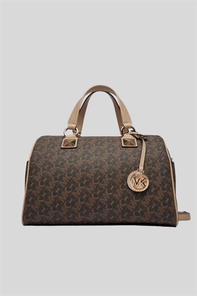 Michael Kors Kadın Grayson Empire İmzalı Logolu El Çantası Kahverengi