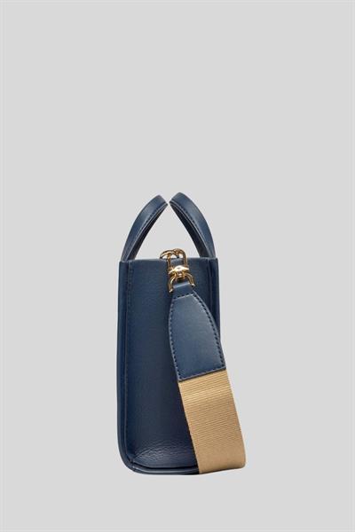 Michael Kors Kadın Kabartmalı Logolu Gigi Küçük Tote Deri Çapraz Askılı Omuz Çantası Lacivert