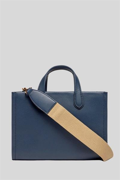 Michael Kors Kadın Kabartmalı Logolu Gigi Küçük Tote Deri Çapraz Askılı Omuz Çantası Lacivert