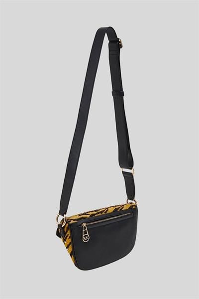 Michael Kors Kadın Küçük Leopar Desenli Dana Kılı Askılı Bel Çantası Siyah
