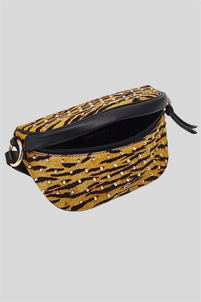 Michael Kors Kadın Küçük Leopar Desenli Dana Kılı Askılı Bel Çantası Siyah
