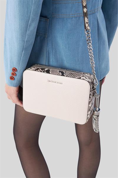 Michael Kors Kadın Logolu Ayarlanabilir Çapraz Omuz Askılı Çanta Bej