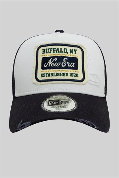 New Era Trucker Patch Distressed Şapka Beyaz