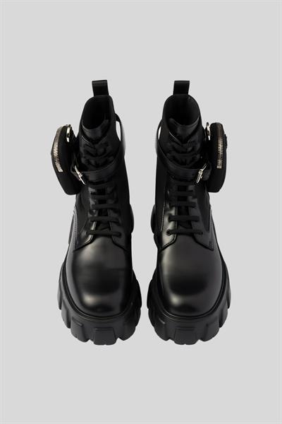 Prada Kadın Monolith Deri ve Re-Nylon Keseli Bot Siyah