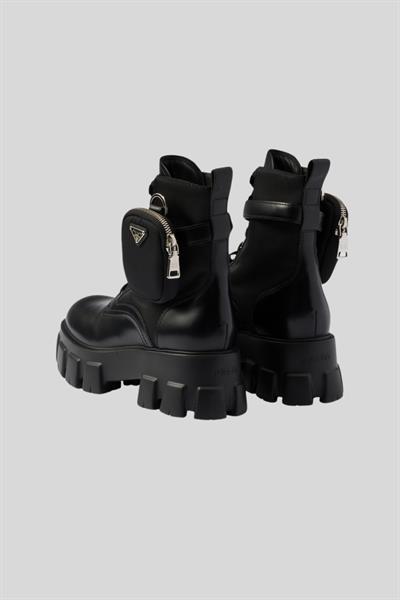 Prada Kadın Monolith Deri ve Re-Nylon Keseli Bot Siyah