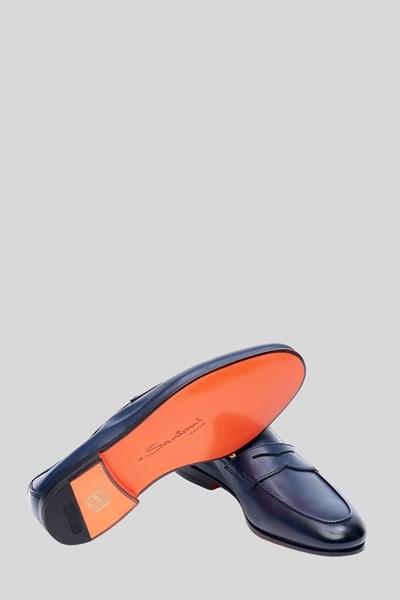 Santoni Erkek Deri Taban Ayakkabı Mavi