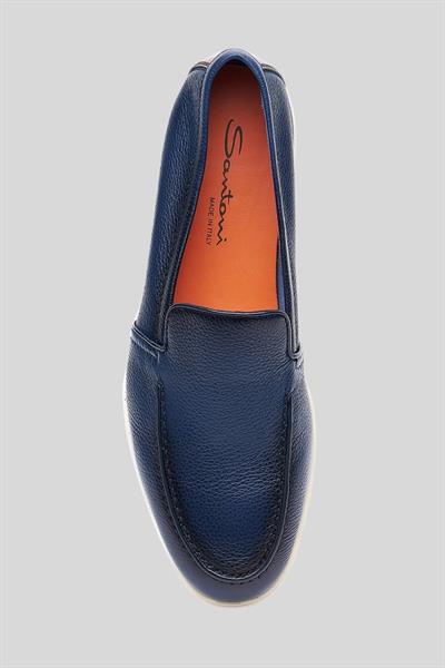 Santoni Erkek Deri Lastik Taban Ayakkabı Mavi