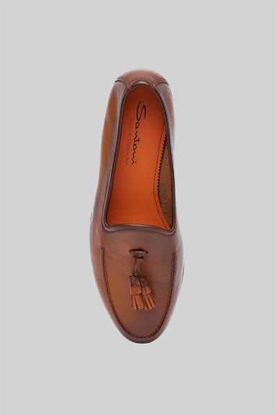 Santoni Erkek Deri Loafer Ayakkabı Kahverengi