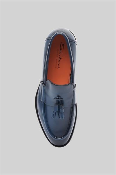 Santoni Erkek Deri Loafer Ayakkabı Mavi