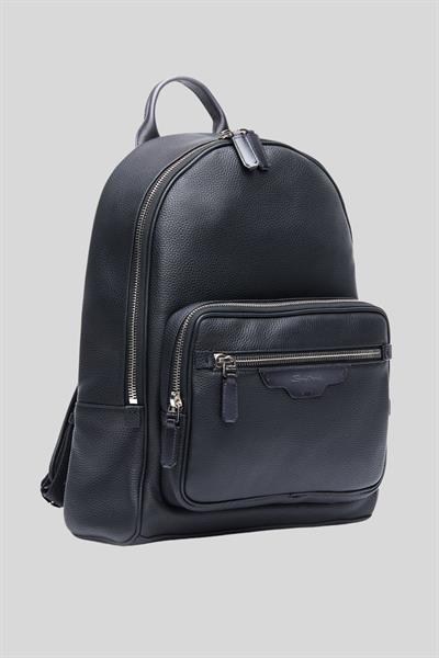 Santoni Erkek Deri Sırt Çantası Siyah