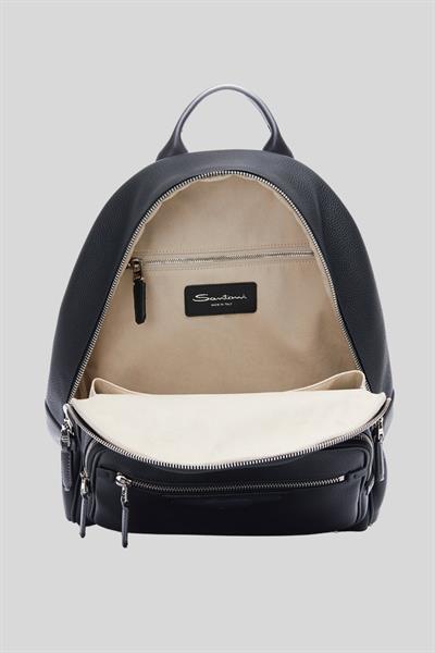 Santoni Erkek Deri Sırt Çantası Siyah