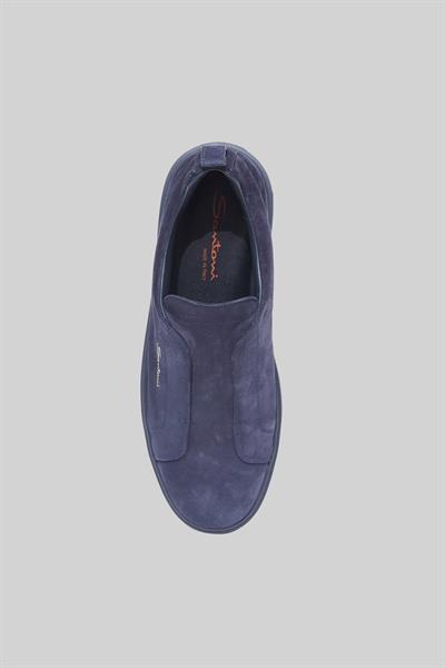 Santoni Erkek Süet Deri Sneaker Mavi