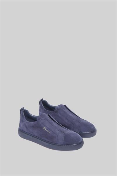 Santoni Erkek Süet Deri Sneaker Mavi
