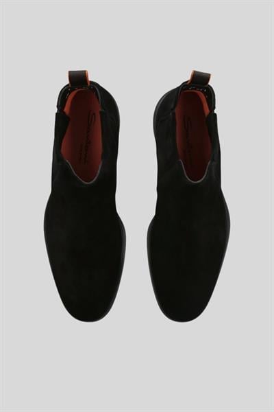 Santoni Erkek Süet Kısa Chelsea Bot Siyah