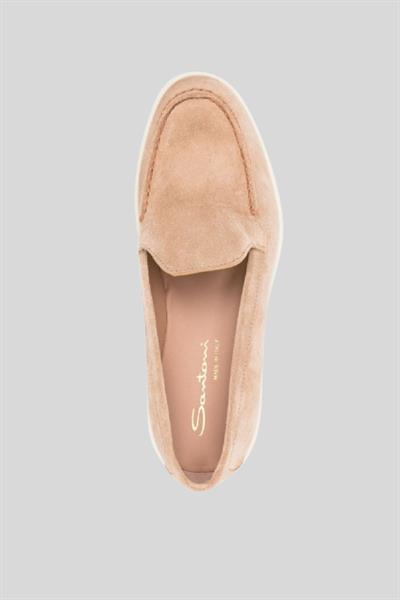 Santoni Kadın Süet Slip-on Makosen Ayakkabı Pembe