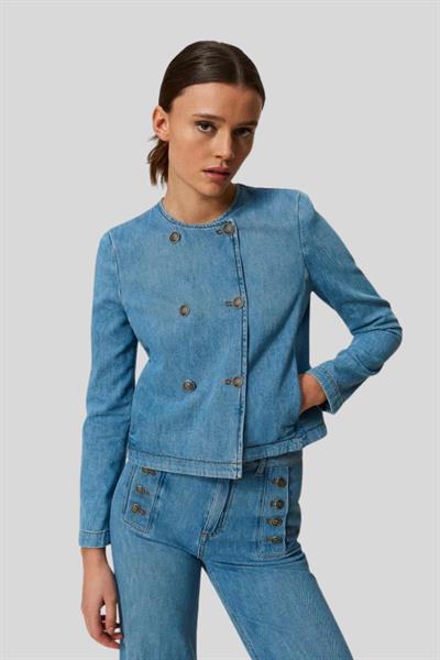 Twinset Kadın Jean Ceket Mavi