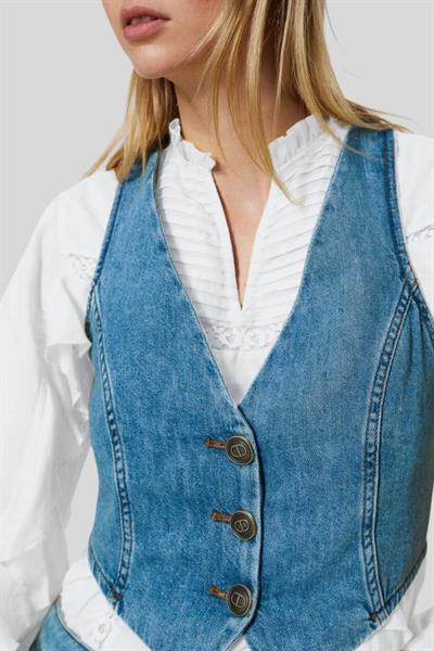 Twinset Kadın Jean Yelek Mavi