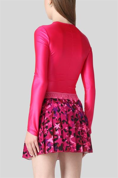 Versace Jeans Couture Kadın Uzun Kollu Logolu Bluz Mavi 406