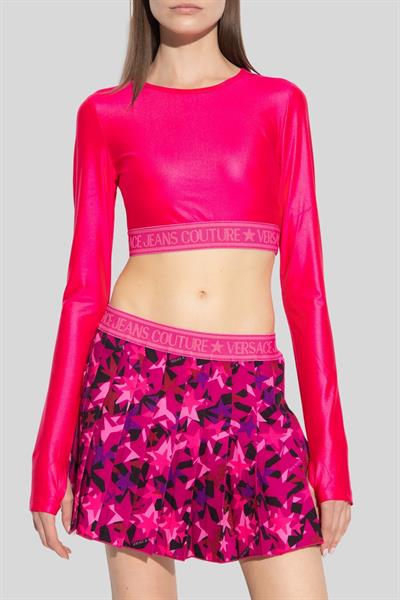 Versace Jeans Couture Kadın Uzun Kollu Logolu Bluz Mavi 406
