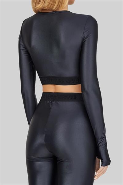 Versace Jeans Couture Kadın Uzun Kollu Logolu Bluz Siyah