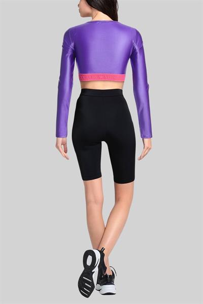 Versace Jeans Couture Kadın Uzun Kollu Logolu Bluz Mor