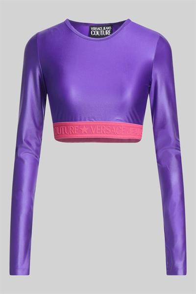 Versace Jeans Couture Kadın Uzun Kollu Logolu Bluz Mor